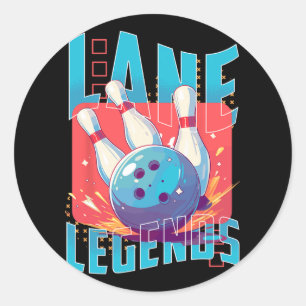 Sticker Rond Lane Legends Bowling Sports Design