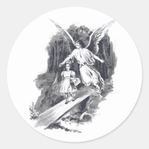 Sticker Rond L'Ange Garder Une Fille