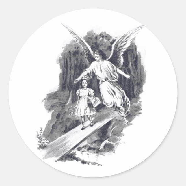 Sticker Rond L'Ange Garder Une Fille (Devant)