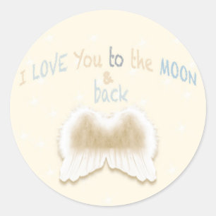 Sticker Rond L'ange s'envole autour de l'autocollant, brillant