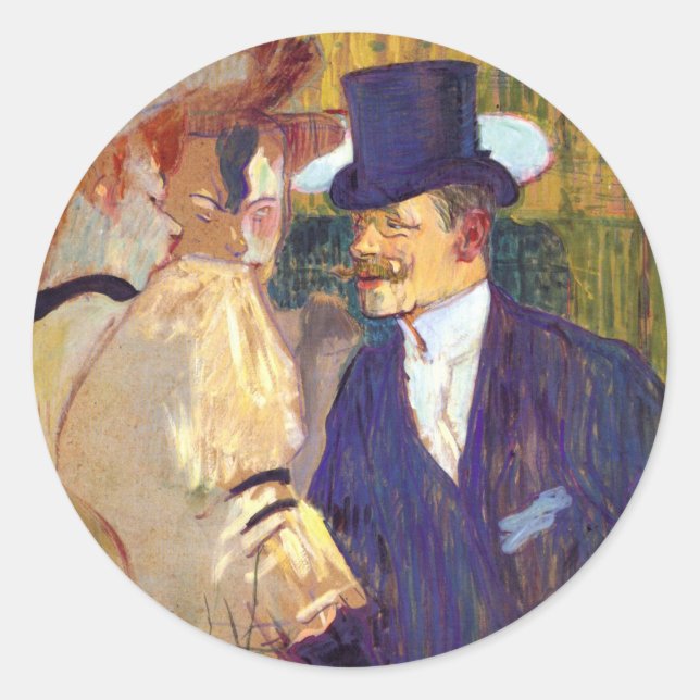Sticker Rond L'Anglais de Toulouse Lautrec, Art Vintage (Devant)