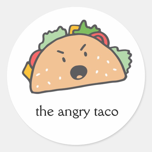 Sticker Rond L'Angry Taco personnalisable (Devant)