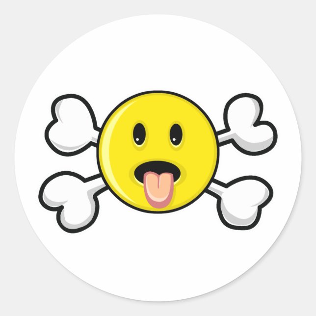 Sticker Rond langue Crâne et os croisés (Devant)