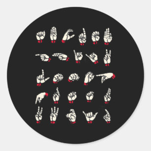 Sticker Rond Langue des signes - Alphabet A à Z Asl Sensibilisa
