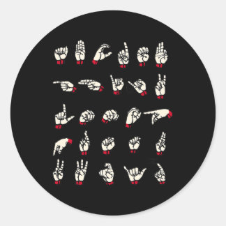 Sticker Rond Langue des signes - Alphabet A à Z ASL Sourds