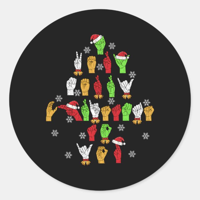 Sticker Rond Langue des signes américaine (Devant)