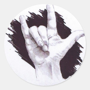 STICKER ROND LANGUE DES SIGNES AMÉRICAINE JE T'AIME