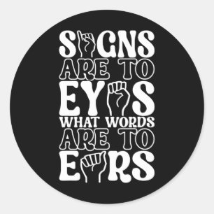 Sticker Rond Langue des signes américaine Sensibilisation des s