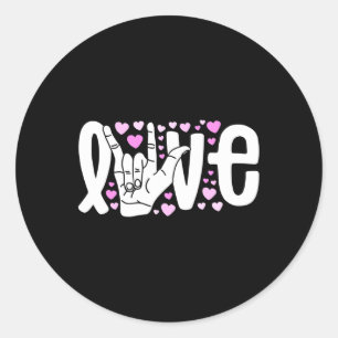 Sticker Rond Langue des signes amour Asl Soyez gentil Sensibili
