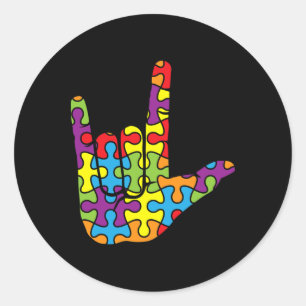 Sticker Rond Langue des signes Amour Langue des signes - Puzzle