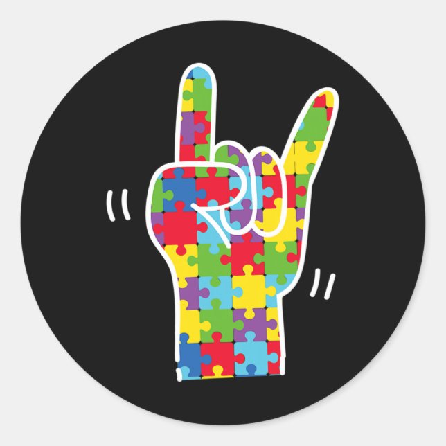 Sticker Rond Langue des signes Amour Mois de la sensibilisation (Devant)