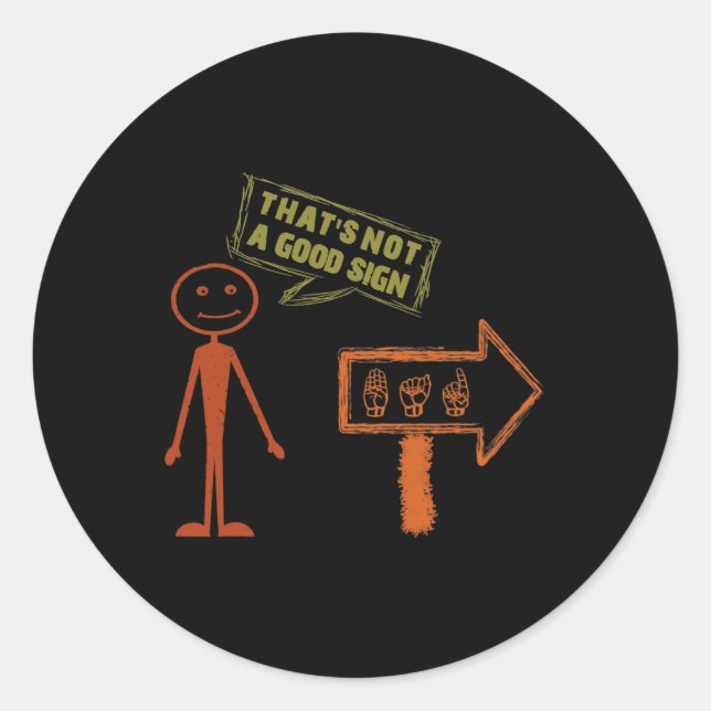 Sticker Rond Langue des signes ASL Amérique de la main Talking  (Devant)