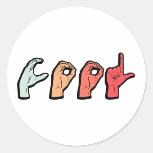 Sticker Rond Langue des signes ASL - Culture Sourde