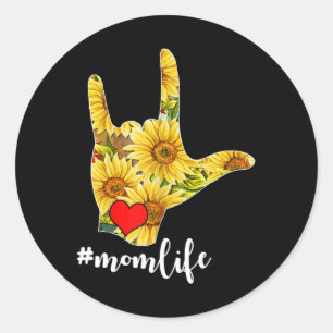 Sticker Rond Langue des signes de sensibilisation Tournesol Je 