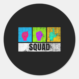 Sticker Rond Langue des signes manuels ASL pour la fierté des s