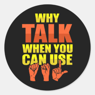 Sticker Rond Langue des signes Sensibilisation des sourds et AS
