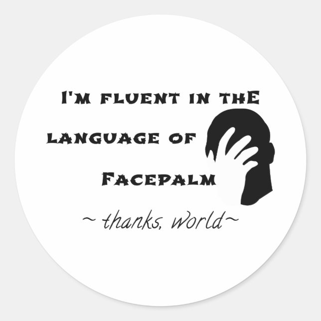Sticker Rond Langue du Facepalm (Devant)