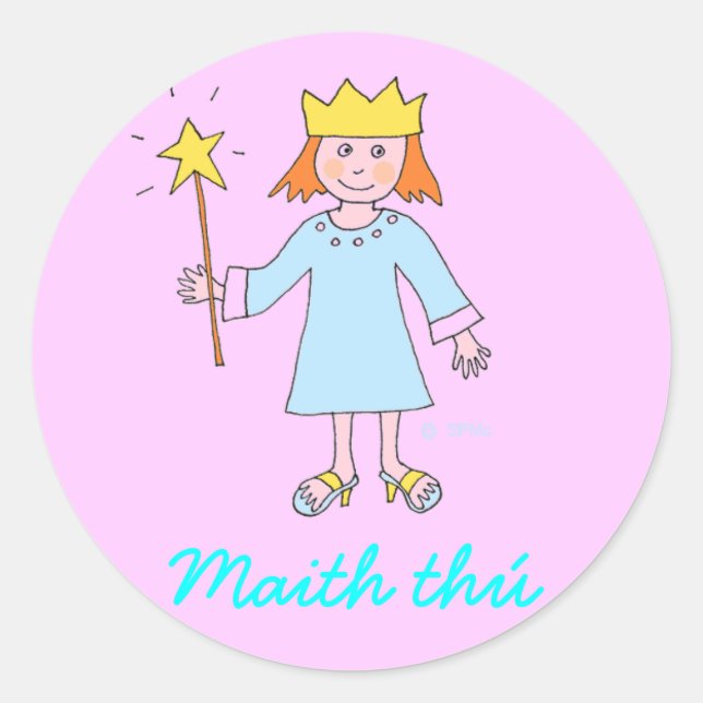 Sticker Rond Langue irlandaise Bravo Princesse Reward autocolla (Devant)