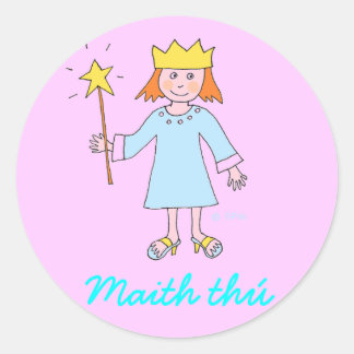 Sticker Rond Langue irlandaise Bravo Princesse Reward autocolla