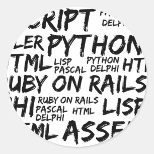 Sticker Rond Langues de programmation, Langues informatiques, C