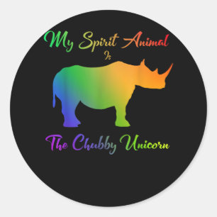 Sticker Rond L'animal de mon esprit Le Chubby Unicorn Rhino