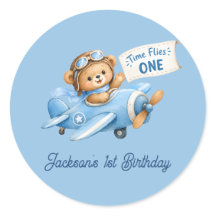 L'Anniversaire de 1 an de Teddy Bear en Avion BLEU