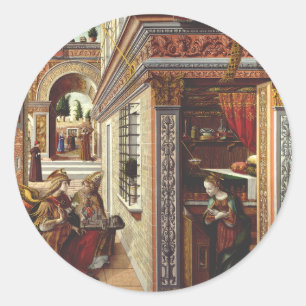 Sticker Rond L'Annonciation Carlo Crivelli Art de la Renaissanc