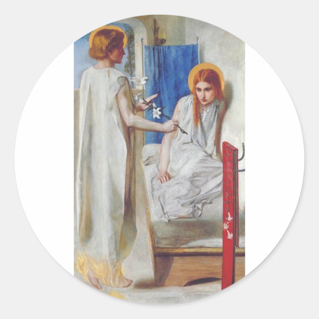 Sticker Rond L'Annonciation par Dante Gabriel Rossetti (Devant)