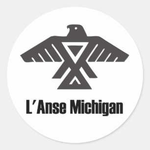 Sticker Rond L'Anse Michigan Ojibwe Autochtone Américain Stick