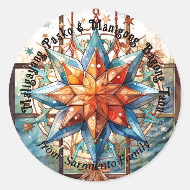 Sticker Rond Lanterne de Noël philippine : Parol Paskong Pinoy (Devant)