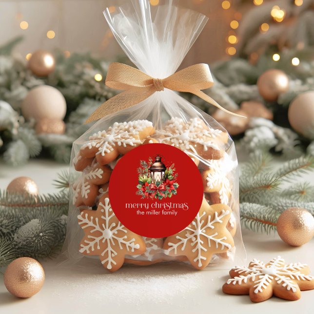 Sticker Rond Lanterne décorée de Noël Joyeux Noël (Créateur téléchargé)