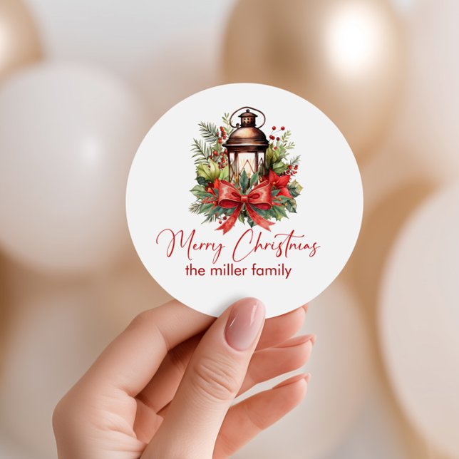 Sticker Rond Lanterne décorée de Noël Joyeux Noël (Créateur téléchargé)