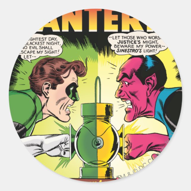 Sticker Rond Lanterne verte contre Sinestro (Devant)