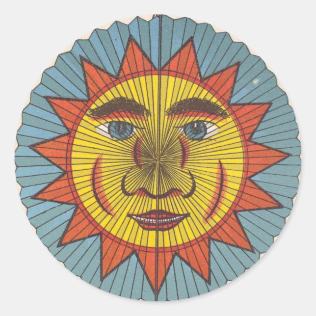 Sticker Rond Lanterne vintage en papier Sun (Devant)
