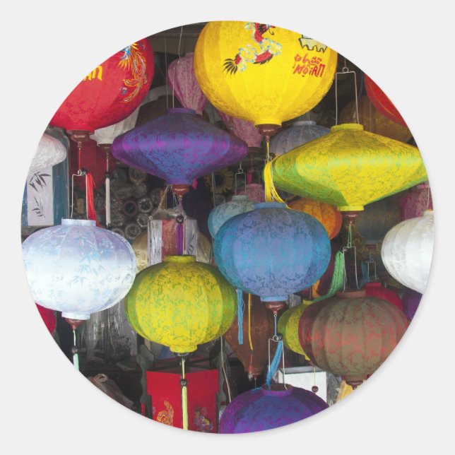 Sticker Rond Lanternes à Hoi An, Vietnam (Devant)