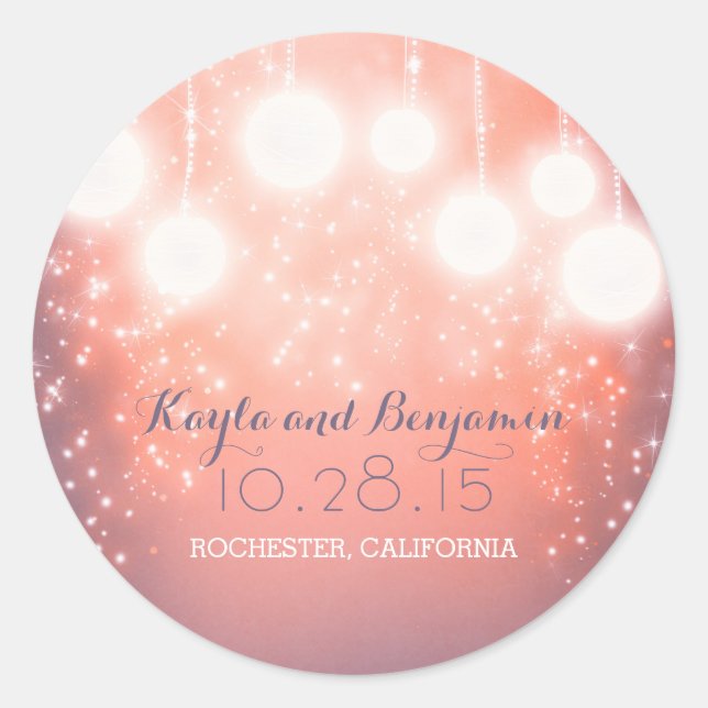 Sticker Rond lanternes mariages roses romantiques (Devant)