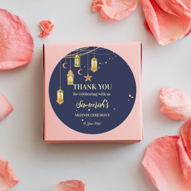 Sticker Rond Lanternes marocaines nuit étoilée Mehndi personnal (Créateur téléchargé)