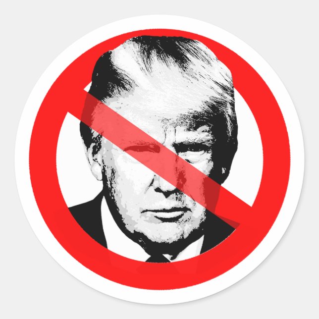 Sticker Rond L'anti-Trump a traversé la face (Devant)