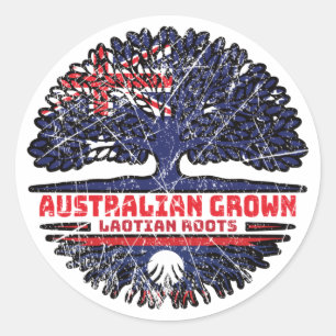 Sticker Rond Laotian Australian Australian Tree Roots Flag
