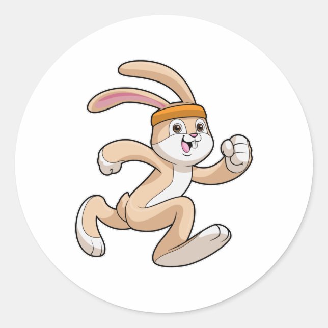 Sticker Rond Lapin à courir avec bandeau (Devant)