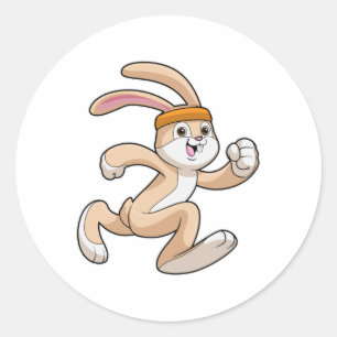Sticker Rond Lapin à courir avec bandeau
