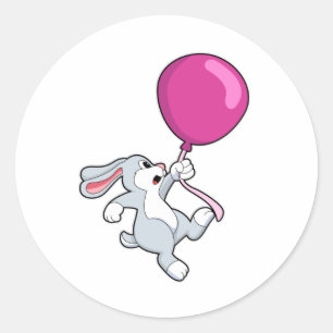 Sticker Rond Lapin avec ballon