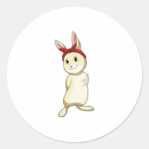 Sticker Rond Lapin avec Bandana