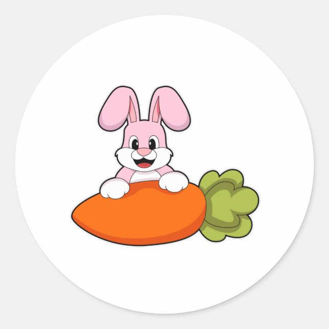 Sticker Rond Lapin avec carotte (Devant)