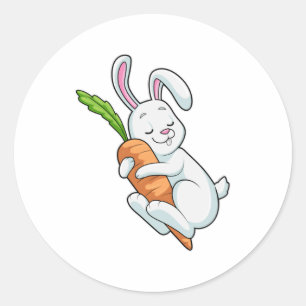 Sticker Rond Lapin avec carotte