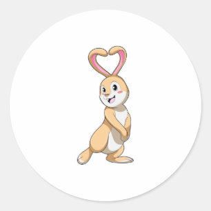 Sticker Rond Lapin avec coeur