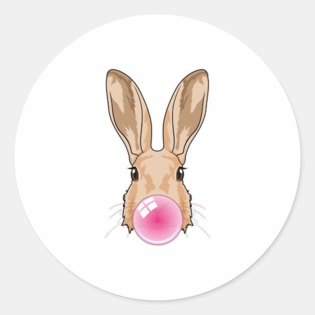 Sticker Rond Lapin avec gomme à mâcher (Devant)