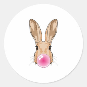 Sticker Rond Lapin avec gomme à mâcher