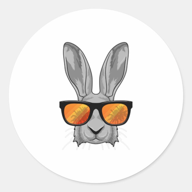 Sticker Rond Lapin avec lunettes de soleil (Devant)