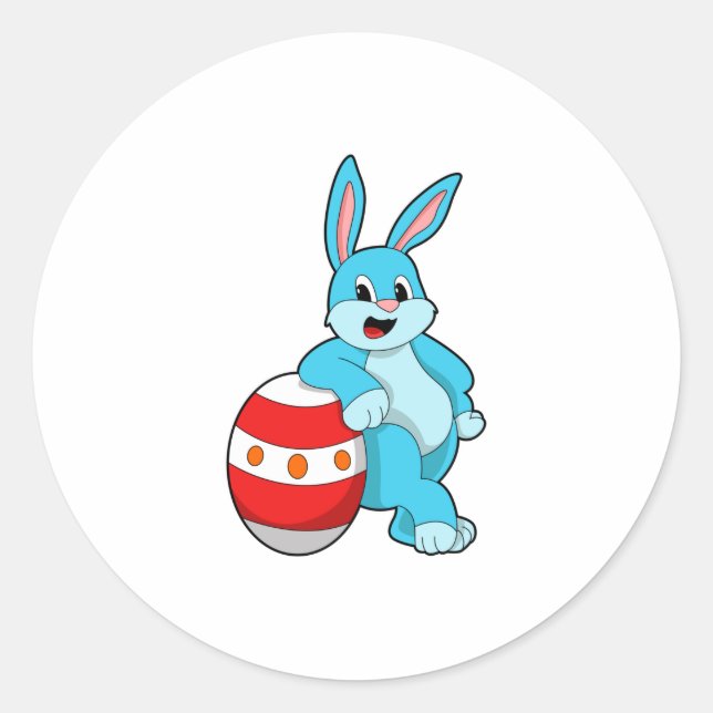 Sticker Rond Lapin avec oeuf de Pâques (Devant)